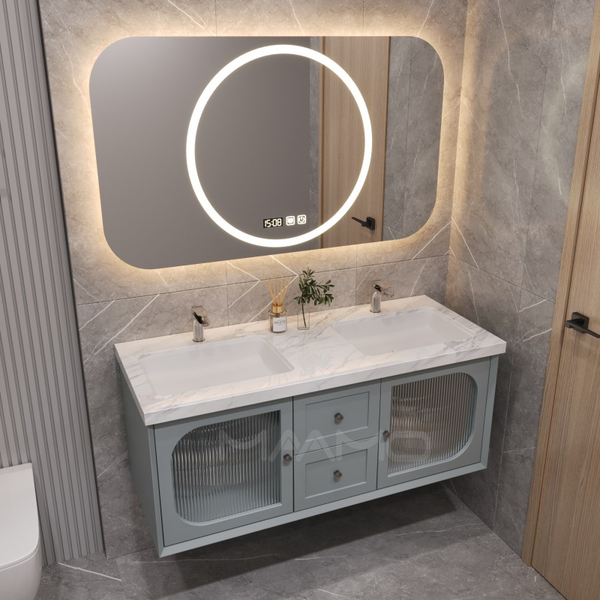 Tủ lavabo kính thông minh xanh dương nhạt MAAMO MF06-140