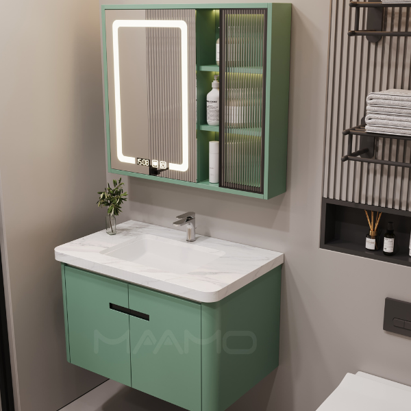 Tủ lavabo kính thông minh xanh lá nhạt MAAMO MF01-80