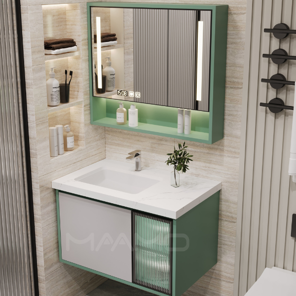 Tủ lavabo kính thông minh xanh lá nhạt MAAMO MF09-80