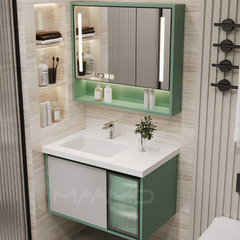 Tủ lavabo kính thông minh xanh lá nhạt MAAMO MF09-80