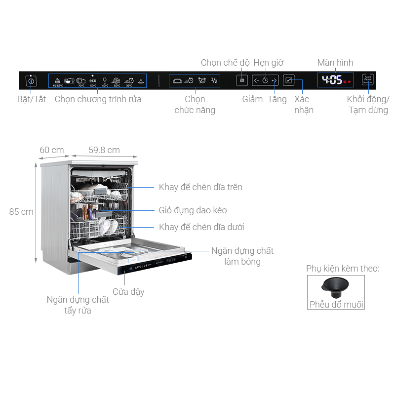 Máy rửa bát độc lập BEKO DEN48520XAD