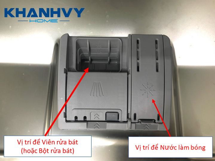 Vị trí cho bột rửa bát và các loại chất tẩy rửa khác