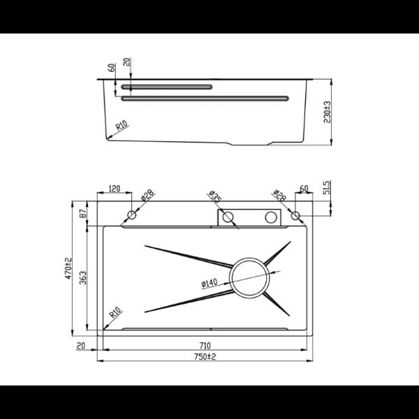 Chậu rửa chén chống xước Wabenform Maadela MDS-7547NBU Lechfall