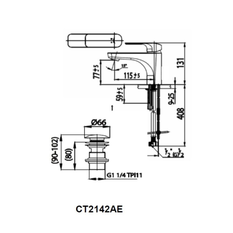 Vòi lavabo nóng lạnh Cotto CT2142AE