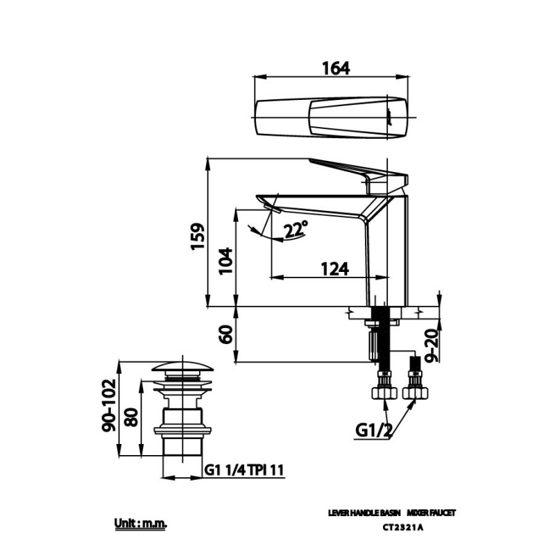 Vòi lavabo nóng lạnh Cotto CT2321A