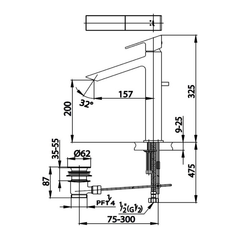 Vòi lavabo nóng lạnh thân cao Cotto CT202AY