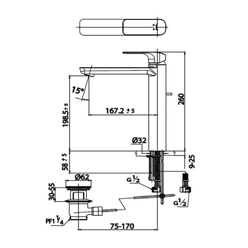 Vòi lavabo nóng lạnh thân cao Cotto CT2124AY