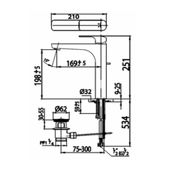 Vòi lavabo nóng lạnh thân cao Cotto CT2144AY