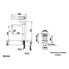 Vòi lavabo nóng lạnh thân cao Cotto CT2202AY