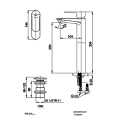 Vòi lavabo nóng lạnh thân cao Cotto CT2402AY