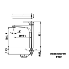 Vòi lavabo nước lạnh thân cao Cotto CT1133AY