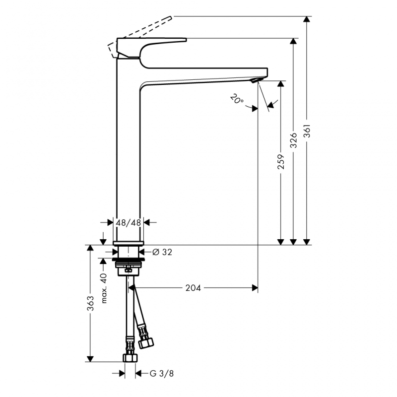 Vòi lavabo Hansgrohe Metropol 260 589.50.511