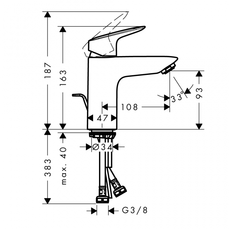 Vòi lavabo Logis 100 Hansgrohe 589.52.402