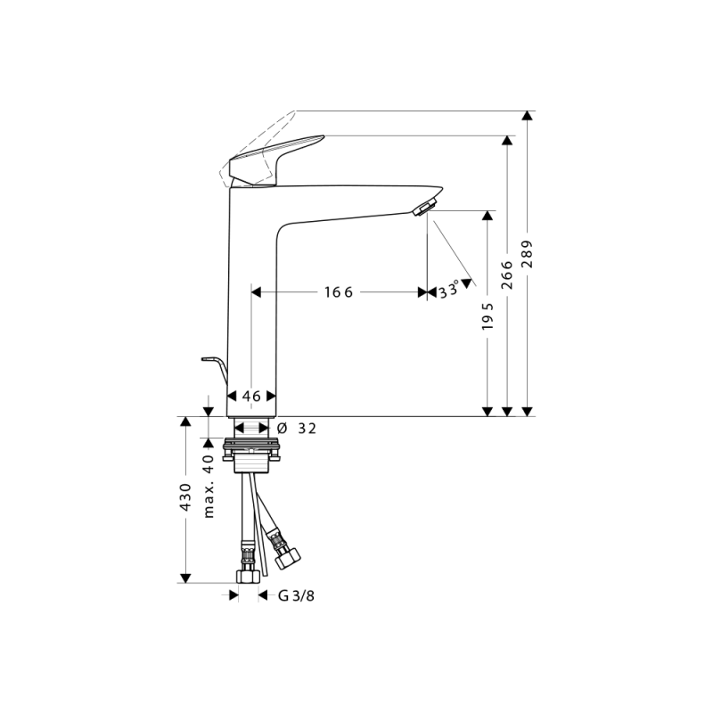Vòi lavabo Logis 190 Hansgrohe 589.52.406