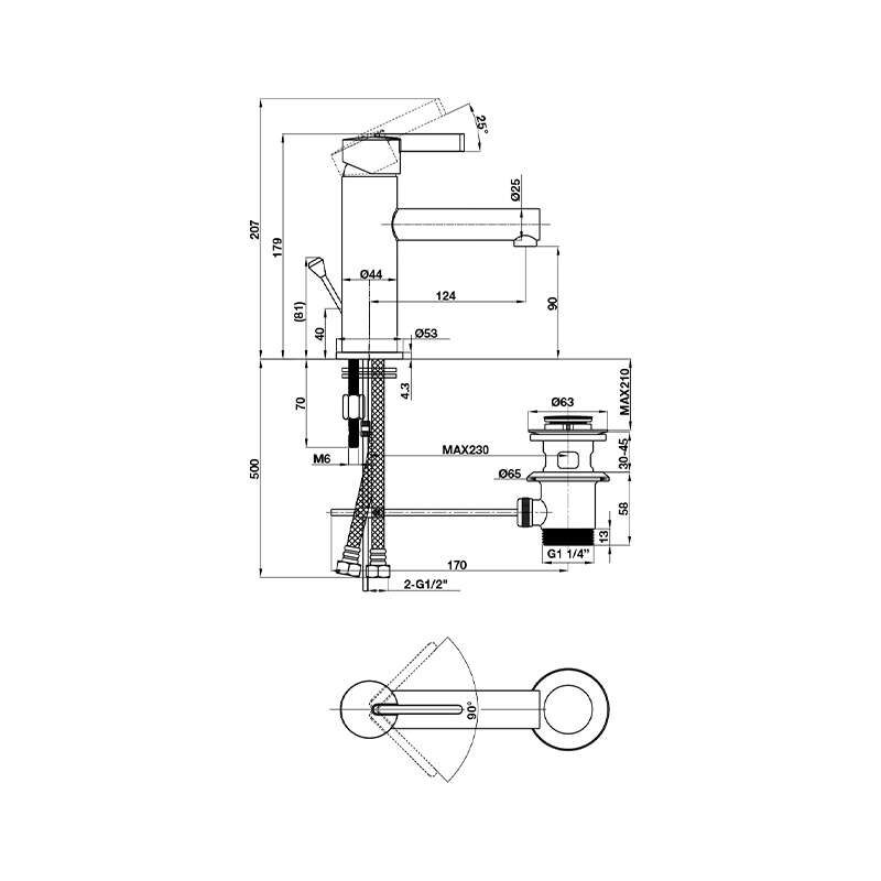 Vòi lavabo ROOTS 70 Hafele 589.15.150