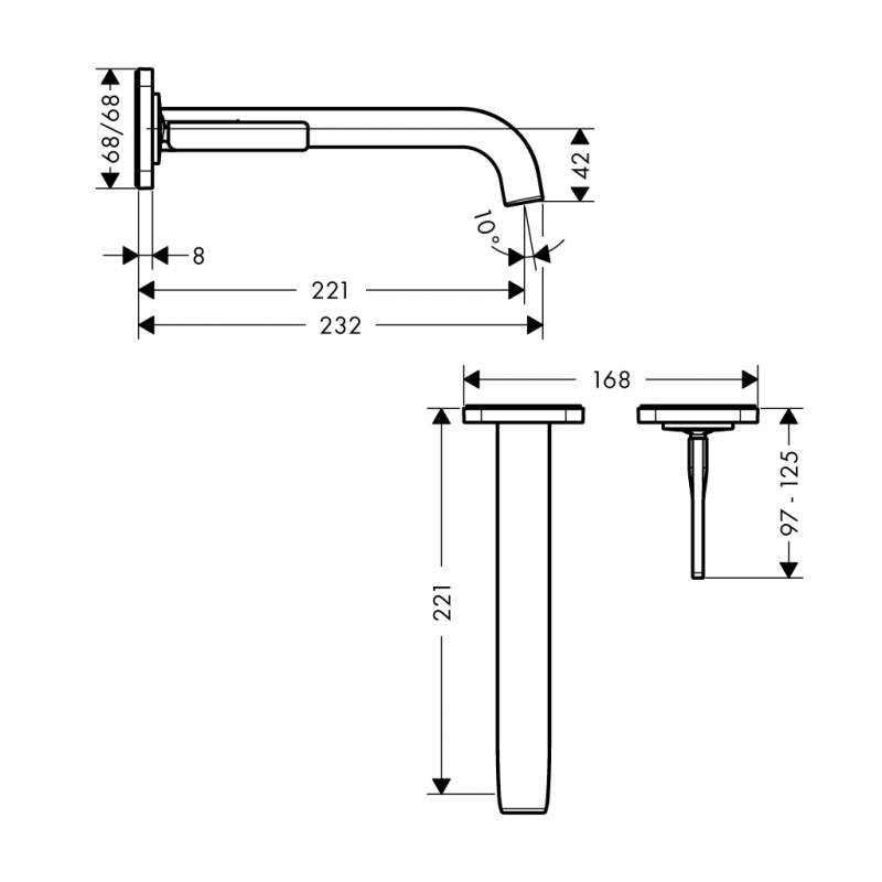 Vòi lavabo treo tường AXOR Citerrio E 221mm 589.30.630
