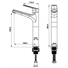 Vòi lavabo VIGOR 240 Hafele 495.61.140