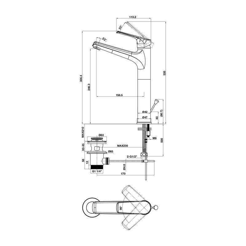 Vòi lavabo VIGOR 240 Hafele 589.15.181