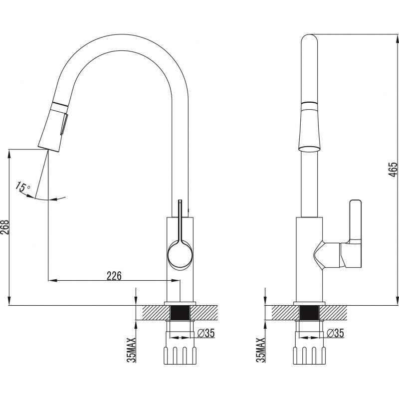 Vòi Malloca đồng thau mạ Chrome K012C