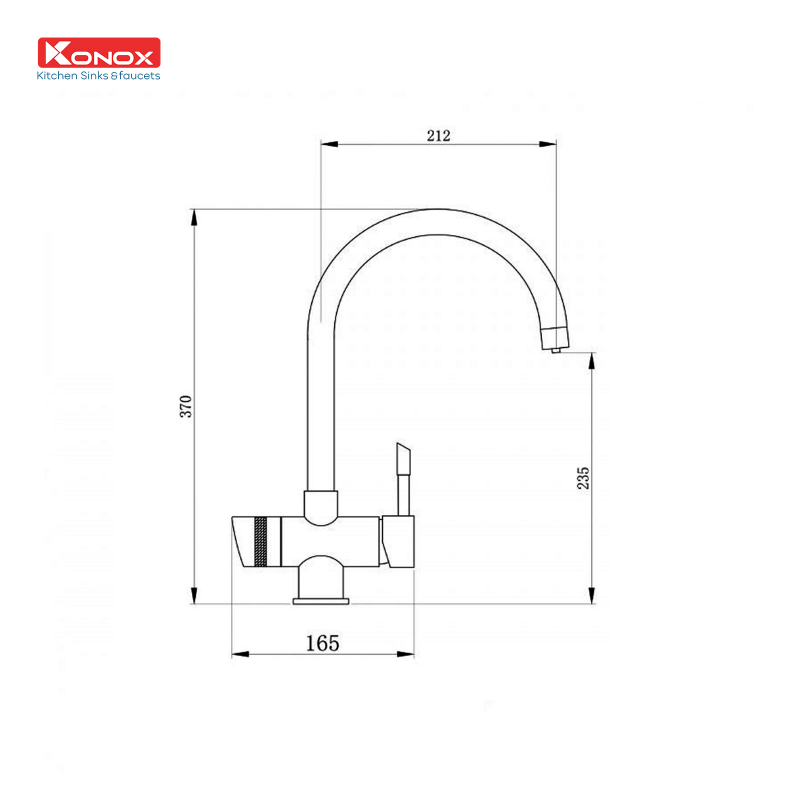 Vòi rửa bát Konox RO Trim-Water Grey