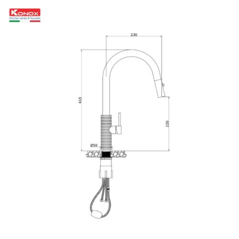Vòi rửa bát Konox Venice Gun Metal