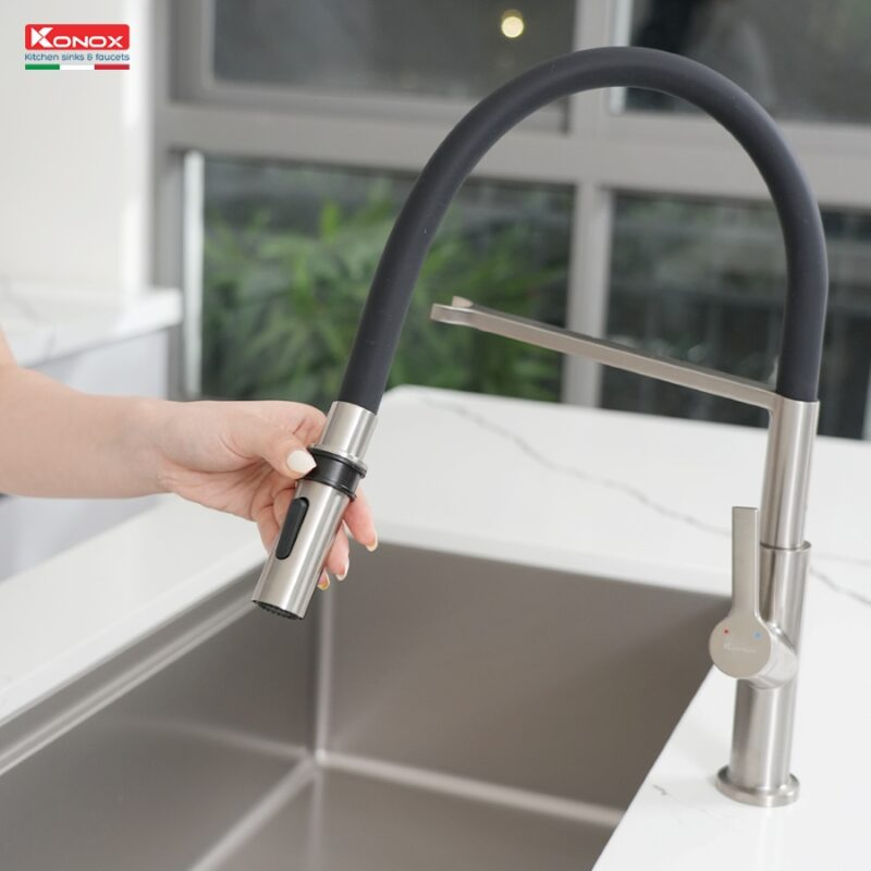 Vòi rửa chén Tema Nickel thân mềm
