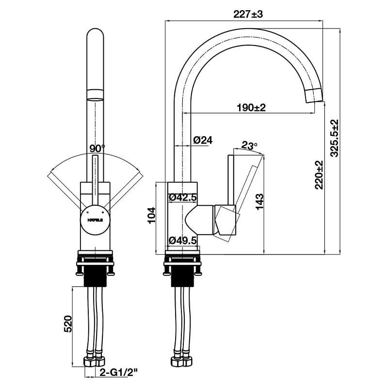 Vòi rửa chén Hafele HT21-CH1F220C 577.56.200
