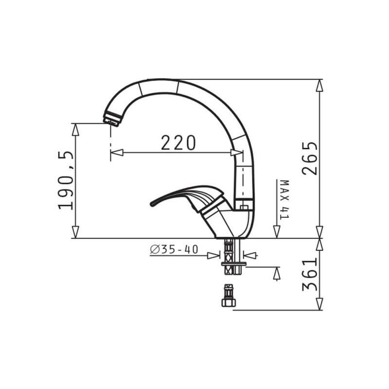 Vòi rửa chén Pyramis Mezzo Grainte Iron Grey 090913701