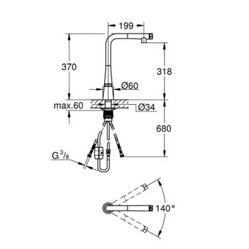 Vòi rửa chén Zedra Grohe 31593002