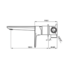 Vòi trộn gắn tường Kobe 250 chrome Hafele 589.15.004