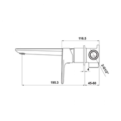 Vòi trộn gắn tường Kobe 250 đen Hafele 589.15.034