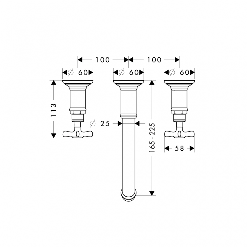 Vòi trộn Hansgrohe 3 lỗ Montreux 589.30.013