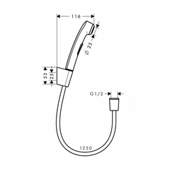 Vòi xịt vệ sinh có giá đỡ và dây sen 125 cm Hansgrohe 589.50.017