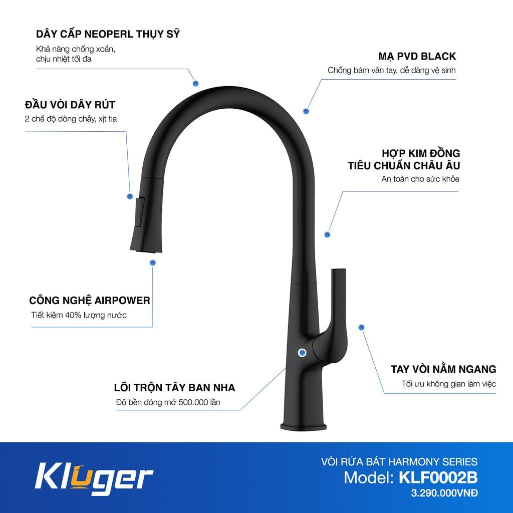 Vòi rửa bát Kluger KLF0002B | QT