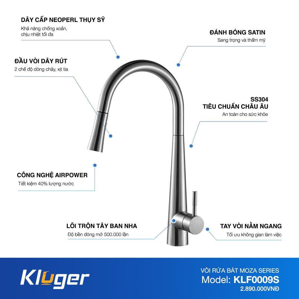 Vòi rửa bát Kluger KLF0009S | QT