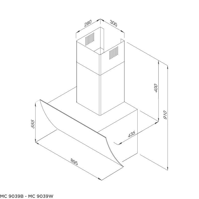 Máy hút khử mùi áp tường MC 9039B