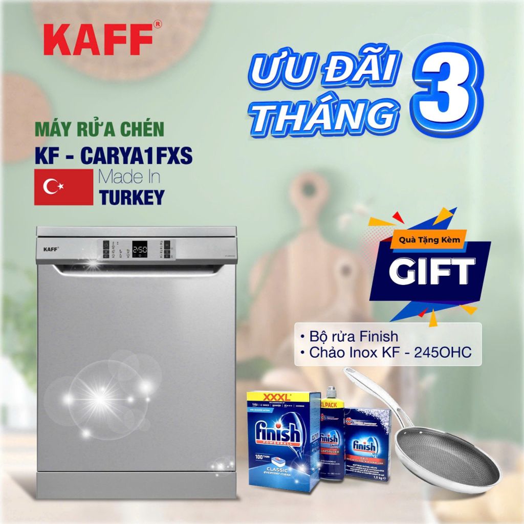Máy rửa chén Kaff KF-CARYA1FXS bán âm tủ