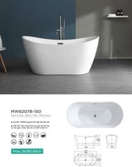 Bồn Tắm Acrylic Độc Lập Mowoen MW8207B-150