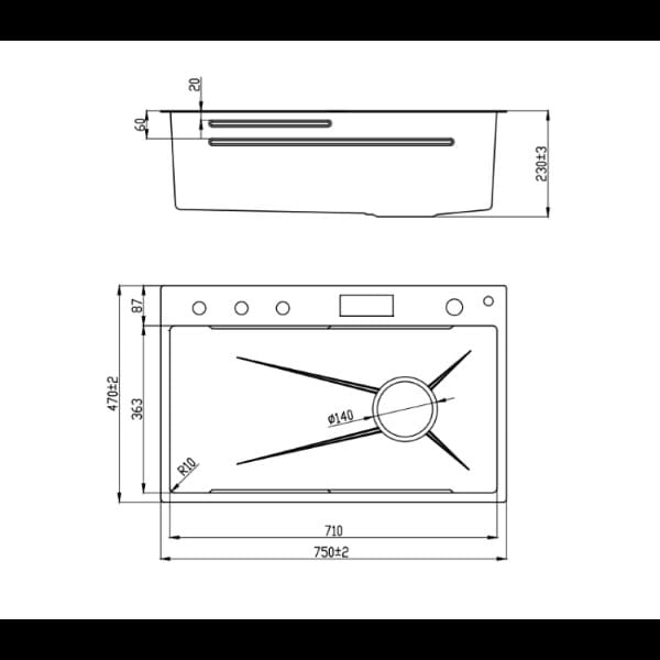 Chậu rửa chén chống xước Wabenform Maadela MDS-7547DRF Lechfall
