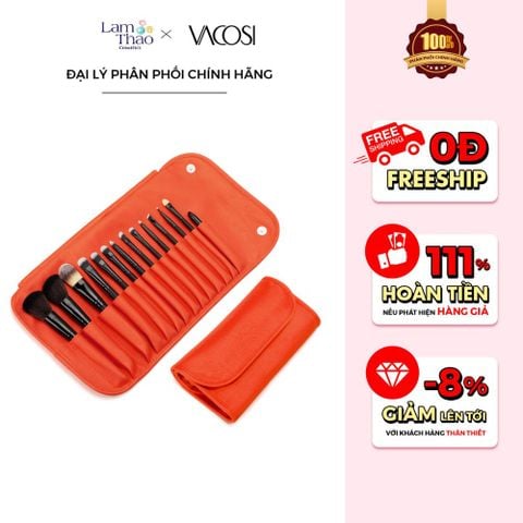  Bộ Cọ Cá Nhân 14 Cây & Bóp Da Cam Vacosi Mars Mission Brush Set 14 PCS 