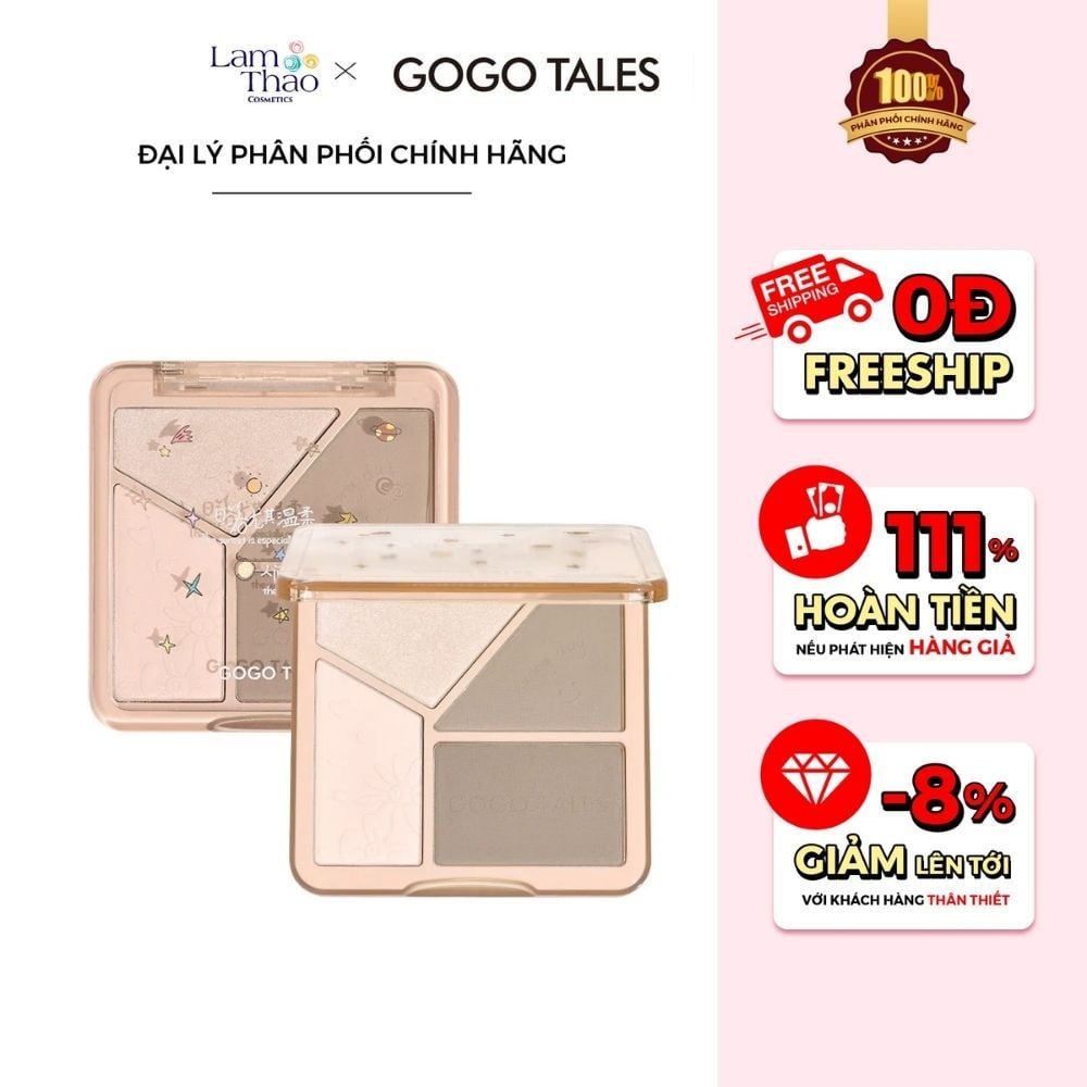 Bảng Phấn Bắt Sáng, Tạo Khối Gogo Tales Light Shadow Flawless Highlight Contouring Palette