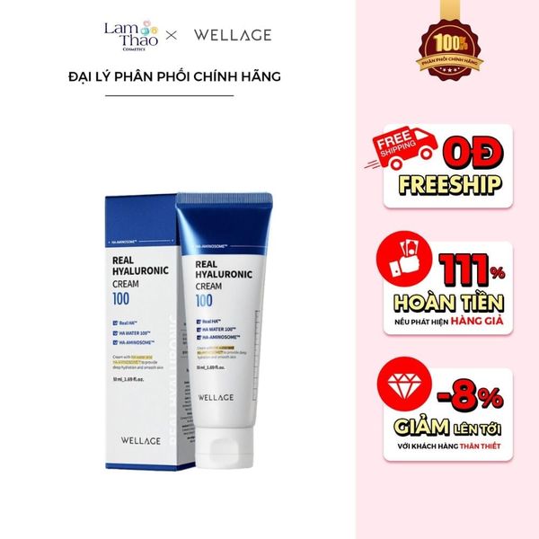 Kem Dưỡng Ẩm Tức Thì Cho Da Căng Bóng Wellage Real Hyaluronic Cream 100