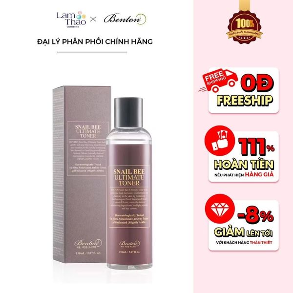 Nước Hoa Hồng Hỗ Trợ Dưỡng Ẩm Và Ngừa Lão Hóa Benton Snail Bee Ultimate Toner 150ml