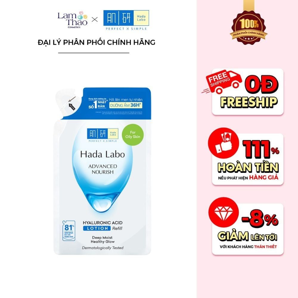 [HĐ 149K Hada Labo tặng Gối ôm Hada Labo] Túi Refill Dung Dịch Dưỡng Ẩm Tối Ưu Cho Da Dầu Hada Labo Advanced Nourish Hyaluronic Acid Lotion For Oily Skin