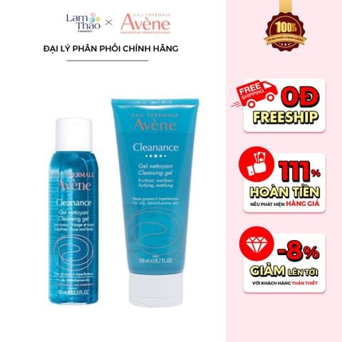  [MUA 1 SP AVENE TẶNG 01 KEM DƯỠNG AVENE 7ML] Gel Rửa Mặt Làm Sạch Da, Hỗ Trợ Giảm Nhờn Mụn Avene Cleanance Cleansing Gel 