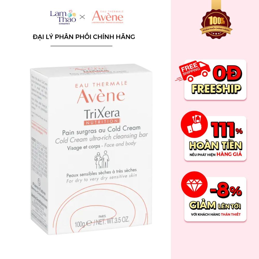 Thanh Kem Rửa Mặt Và Tắm Cho Da Khô, Nhạy Cảm Avene Trixera Nutrition Surgras Bread With Cold Cream