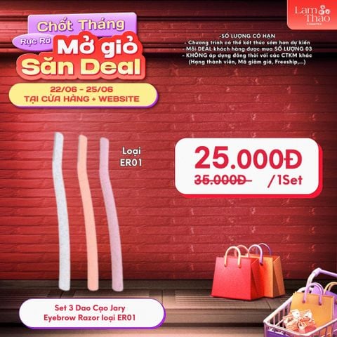  [DEAL 22/6 - 25/6 MUA DÒNG ER01 GIÁ SỐC] Set 3 Dao Cạo Jary Eyebrow Razor 