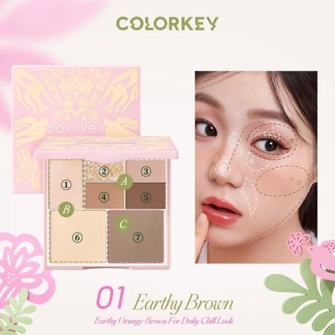  Bảng Phấn Trang Điểm Cho Mặt Và Mắt Colorkey Embrace Nature Seven Shade Makeup Palette 