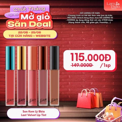  [DEAL 22/6 - 25/6 GIÁ SỐC] Son Kem Lỳ Bbia Last Velvet Lip Tint 