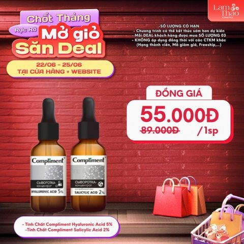  [DEAL 22/6 - 25/6 GIÁ SỐC] Tinh Chất Kiềm Dầu, Hỗ Trợ Giảm Mụn Cô Đặc Compliment Salicylic Acid 2% 